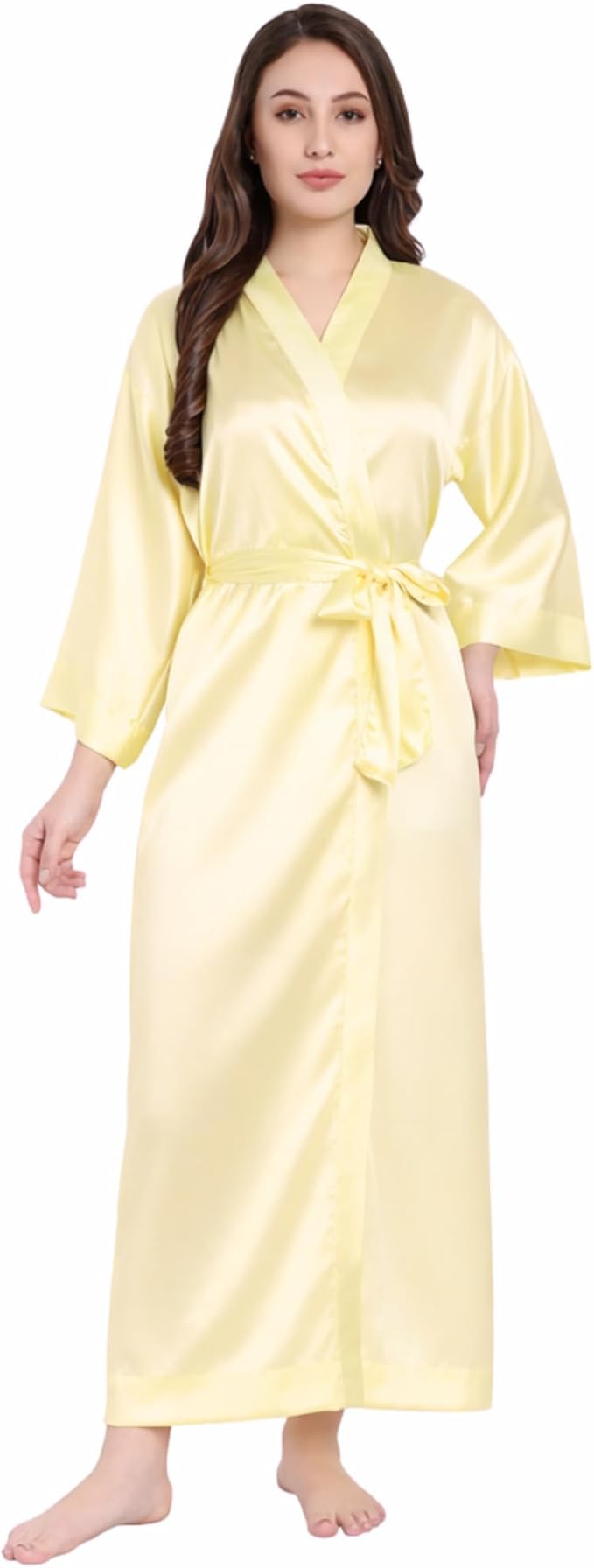 Silk Robes for Women Ankle Length Satin Kimono Robes with Belt Bridemaids Sleepwear Bachelorette Nightgown