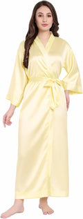Silk Robes for Women Ankle Length Satin Kimono Robes with Belt Bridemaids Sleepwear Bachelorette Nightgown