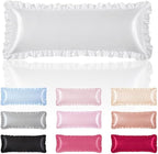 White Satin Pillowcases Body Pillow for Hair and Skin,White Body Pillow Silk Pillowcase with Envelope Closure Princess Room Decoration