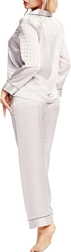 SIHA Satin Silk Pajamas for Women Pajama Set With Long Sleeve Button-Down Satin Pajamas Sleepwear XS-3XL
