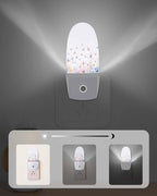Night Light Plug into Wall, Spring Summer Flowers Floral Butterflies Birds Blue Yellow Peach Light Purple Popsicle Shape Night Light LED Nightlight with Light Sensors for Kids Bedroom Hallway