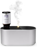 Lecdura Waterless Diffuser for Essential Oil, Battery Operated Scent Air Aromatherapy Diffuser, Mini Aroma Diffusers with 3 Intermittent Mist Modes, Cycle Start for Home Office Bedroom - Silver