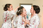 Women's Satin Robes Floral Bridesmaid Robes Short Silk Kimonos Sleepwear