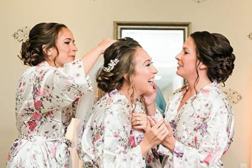 Women's Satin Robes Floral Bridesmaid Robes Short Silk Kimonos Sleepwear