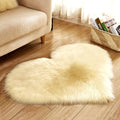 Faux Fur Sheepskin Heart Shaped Area Rugs, 12"x16" Luxurious Wool Love Floor Carpets Bathroom Non-Slip Mat for Home Decor Nursery Living Room Bedroom Pet Kids and Baby Room (Light Yellow)