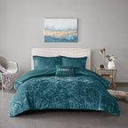 Intelligent Design Twin Comforter Set, Velvet Comforter Set , Luxury Diamond Quilting Comforter Set, Fluffy Comforter Bed Set with Decorative Pillowand 1 Sham, 3 Piece Teal, Twin/Twin XL