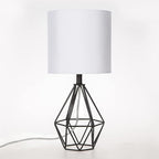 COTULIN Black Bedside Table Lamp,Small Nightstand Lamp for Bedroom,Modern Desk Lamp with TC Fabric Shade Geometric Metal Base for Living Room Study Office Farmhouse