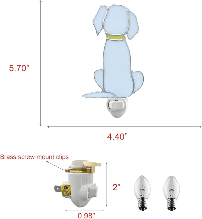 CHEZBABY Stained Glass Night Light Plug into Wall Lamp Decorative Accent Nightlight for Hallway Bedroom Bathroom Kitchen Home Décor(Labrador)