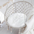 15.7 Inch Mini Small Fur Rug Round, White Plush Fluffy Mini Sheepskin Rug Circle for Chair Dorm Small Fuzzy Round Carpet for Nail Desk 1.3Ft Size Fit for Photo Props Background