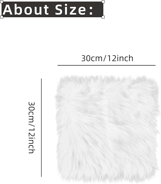 12 Inch White Square Faux Fur Rug, Small Product Photography Background, Perfect for Jewelry, Mini Bags, Nail Art, Small Vases and Other Desktop Photography (1pcs)
