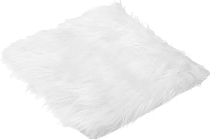 PATIKIL 12" Locker Rug, Small Area Rug Mini Faux Fur Rugs Small Locker Carpet Soft Fluffy Tiny Photography Props Square for Nail Photo Tabletop Background Picture Decoration, White