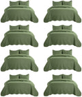 IR Imperial Rooms 8 Pack Quilt King Size Bedding (106" x 96") - Bulk Wholesale for Hotels, Guest Bedroom & Airbnbs - Lightweight Microfiber Reversible Embossed Quilts Bedspread (Olive Green)