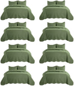 IR Imperial Rooms 8 Pack Quilt King Size Bedding (106" x 96") - Bulk Wholesale for Hotels, Guest Bedroom & Airbnbs - Lightweight Microfiber Reversible Embossed Quilts Bedspread (Olive Green)