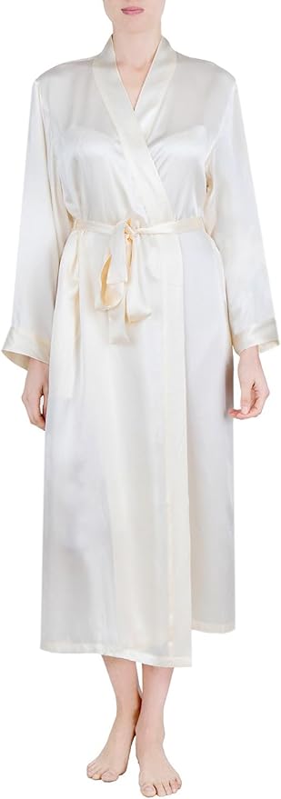 OSCAR ROSSA Women's Luxury Silk Sleepwear 100% Mulberry Silk Long Robe Kimono