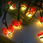 Solar Ladybug Lights, Waterproof Ladybird LED Solar Powered Decorative Fairy String Lights for Indoor Outdoor Bedroom Garden Summer Party Wedding Christmas Decoration (20FT 30Led)