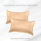 Elegant Comfort 2-Pack Cooling Viscose Satin Pillowcase Set with Hidden Zipper Closure, Silky Smooth for Best Hair and Skin Care-Beautiful Gift Box-2-Piece Satin Pillowcase Set, King, Champagne