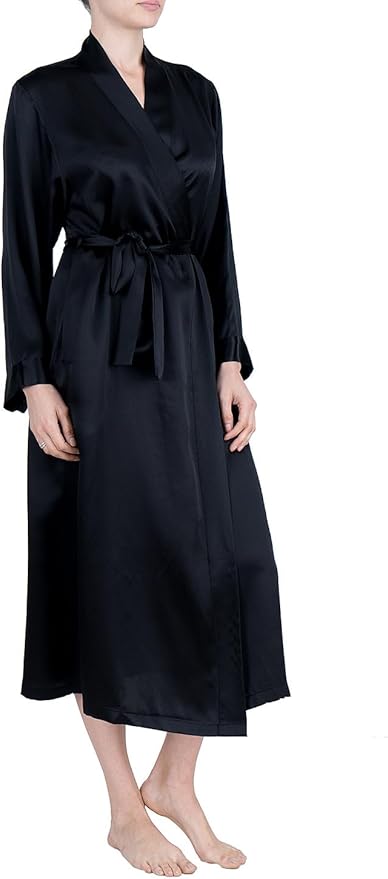 OSCAR ROSSA Women's Luxury Silk Sleepwear 100% Mulberry Silk Long Robe Kimono