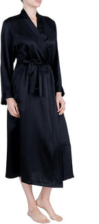 OSCAR ROSSA Women's Luxury Silk Sleepwear 100% Mulberry Silk Long Robe Kimono