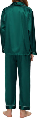 EPLAZA Kids Satin Pajamas Sets Girls Boys Button-Down Silky Pajamas Sleepwear with Hairband Eye Mask Hair Tie