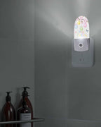 Happy Easter Eggs Floral Butterfly Night Light Plug into Wall, Blossom Peach on Burlap Popsicle Shape Night Light Nightlight with Light Sensors for Kids Bedroom Hallway
