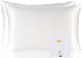 ZIMASILK 100% Pure Mulberry Silk Pillowcase 2 Pack, Soft and Smooth,Both Sides Premium Grade 6A Silk,600 Thread Count,with Hidden Zipper for Men and Women Family (Standard 20"x26", White)