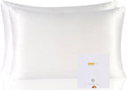 ZIMASILK 100% Pure Mulberry Silk Pillowcase 2 Pack, Soft and Smooth,Both Sides Premium Grade 6A Silk,600 Thread Count,with Hidden Zipper (Queen 20''x30'',White)