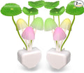 [2 Pack] UTLK Plug in LED Mushroom Night Light Lamp with Dusk to Dawn Sensor, Cut Color Changing Bed Nightlight LED Wall Light