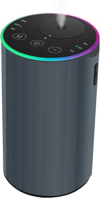 Waterless Essential Oil Diffuser, 7 Colors LED Light, Battery Powered Mini Scent Air Machine, Aromatherapy Mist Diffuser for Home Room Car Office，Black Aluminum Alloy (Grey)