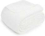 Comfy Cubs Muslin Throw Blanket - 50” x 60” Quilted Design - Lightweight, Breathable 6-Layer Gauze Fabric - Soft Cotton Blanket for Home or Travel - Packaged in Elegant Gift Box - White