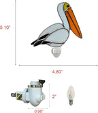 CHEZBABY Stained Glass Night Light Plug into Wall Lamp Decorative Accent Nightlight for Hallway Bedroom Bathroom Kitchen Home Décor(Pelican)