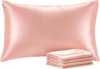 BEDELITE Satin Pillowcase with Zipper 4 Pack, Coral Pillow Cases Standard Size, Super Soft and Cooling Similar to Silk Pillow Cases, Gift for Women Men(20x26 Inches)