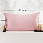 Vielit Queen Satin Pillowcase for Hair 2pc,Similar to Silk Pillow Cases,Easier Care Than Silk Pillowcase,Gifts for Women Men,Coral,20x30 & Envelope Closure and 2 Satin Scrunchies