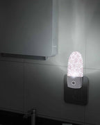 Night Light Plug into Wall, Merry Xmas Winter Bright Red Peach Snowflakes Retro Watercolor White Popsicle Shape Night Light LED Nightlight with Light Sensors for Kids Bedroom Hallway