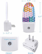 Night Light Plug into Wall, Moroccan Vintage Texture Simple Art Orange Light Blue Peach Purple Green White Popsicle Shape Night Light LED Nightlight with Light Sensors for Kids Bedroom Hallway