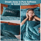 Intelligent Design Twin Comforter Set, Velvet Comforter Set , Luxury Diamond Quilting Comforter Set, Fluffy Comforter Bed Set with Decorative Pillowand 1 Sham, 3 Piece Teal, Twin/Twin XL