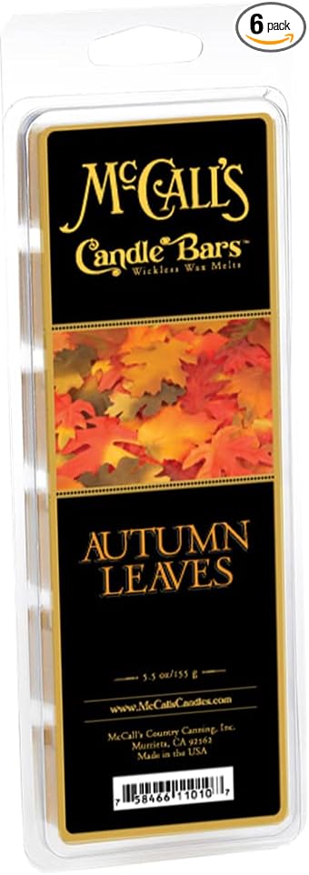 McCall’s Candles | Autumn Leaves | Scented Wax Melt | Hazelnut, Cinnamon, Maple & White Ginger | 6-Piece Break-Apart Bar | 12–24 Hours Per Wedge | Poured in the USA | 5.5 oz