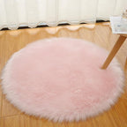 Faux Fur Round Area Rug Soft Fuzzy Carpet Fluffy Plush Mat Home Floor Decoration for Bedroom Living Room Bedside Pink 43.3inch