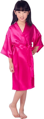 QXQTER Silky Satin Robes for Kids Girls Flower Girl Robe for Wedding Bridal Party with Gold Glitters