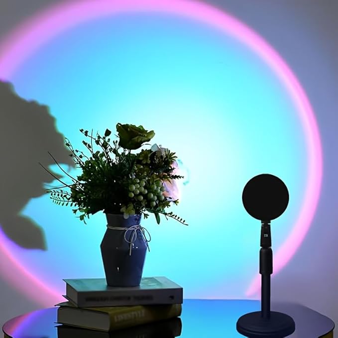Sunset Lamp Projector with Remote Control Adjustable 16 Color 180 Degree Rotating Sunlight 4 Lighting Modes USB Rechargeable LED Night Light Ideal for Bedroom Living Room Selfie Party and Photography