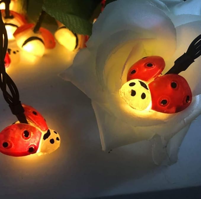 Solar Ladybug Lights, Waterproof Ladybird LED Solar Powered Decorative Fairy String Lights for Indoor Outdoor Bedroom Garden Summer Party Wedding Christmas Decoration (20FT 30Led)