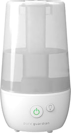 PureGuardian 1-Gallon Ultrasonic Cool Mist Humidifier with Aroma Tray, 70-Hour Run Time, 320 Sq. Ft. Coverage, Filter Free, Silver Clean Treated Tank, for Home, Bedroom, Office, H965WC