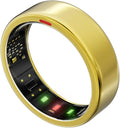 POBOVi Smart Ring for Women Men- Sleep/Fitness/Stress/Heart Rate Tracker- Menstrual Records - 7 Days Battery Life - Wireless Charging - No APP Subscription - iOS & Android Compatible (Gold, Size 8)