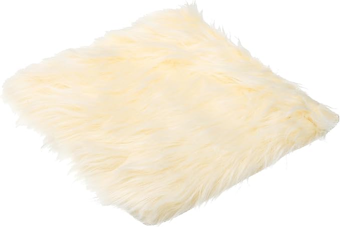 PATIKIL 12" Locker Rug, Small Area Rug Mini Faux Fur Rugs Small Locker Carpet Soft Fluffy Tiny Photography Props Square for Nail Photo Tabletop Background Picture Decoration, Yellow