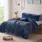 Intelligent Design Twin Comforter Set, Velvet Comforter Set , Luxury Diamond Quilting Comforter Set, Fluffy Comforter Bed Set with Decorative Pillowand 1 Sham, 3 Piece Navy, Twin/Twin XL