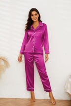 U2SKIIN Women Silk Pajamas Set, Long Sleeve Satin Pajamas for Women Sleepwear Button Down Pjs Set Two-piece