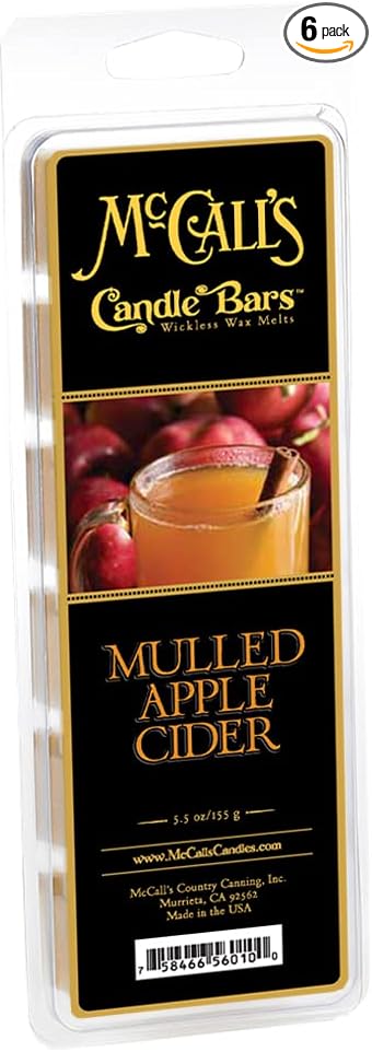 McCall’s Candles | Mulled Apple Cider | Scented Wax Melt | Tangy Apple, Nutmeg, Clove, Orange & Cinnamon | 6-Piece Break-Apart Bar | 12–24 Hours Per Wedge | Poured in the USA | 5.5 oz