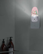 Night Light Plug into Wall, Winter Merry Xmas Happy Snowman Bear Christmas Tree Snowflake Peach Beige Popsicle Shape Night Light LED Nightlight with Light Sensors for Kids Bedroom Hallway