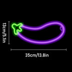 ENUOLI Eggplant Neon Signs,LED Purple Eggplant Neon Light Decorative Art LED Lights for Wall Decor,USB/Battery Powered Night Lamps Light Up Signs for Bedroom,Party, Living Room,Home Decor