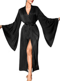 ChiaoLezhee Satin Long Robe For Women, Soft Lightweight Silk, Bride Wedding Night, Bridal Bathrobe Sexy Bathrobes Bridesmaid
