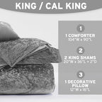 Intelligent Design King Comforter Set, Velvet Comforter Set , Luxury Diamond Quilting Comforter Set, Fluffy Comforter Bed Set with Decorative Pillowand 2 Shams, 4 Piece Grey, King/ Cal King